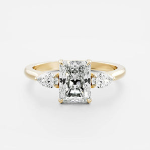 Stunning 1.0-2.0 CT Radiant Moissanite Engagement Ring with Three Stone Design