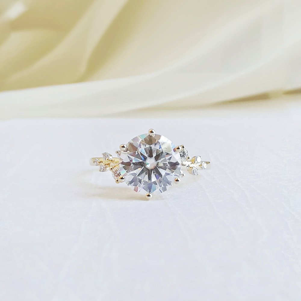 Round Cluster Lab Grown Diamond Engagement Ring