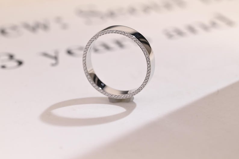 Delicate Moissanite Band with 0.3 TCW Round Cut Stones in Solid Gold 7