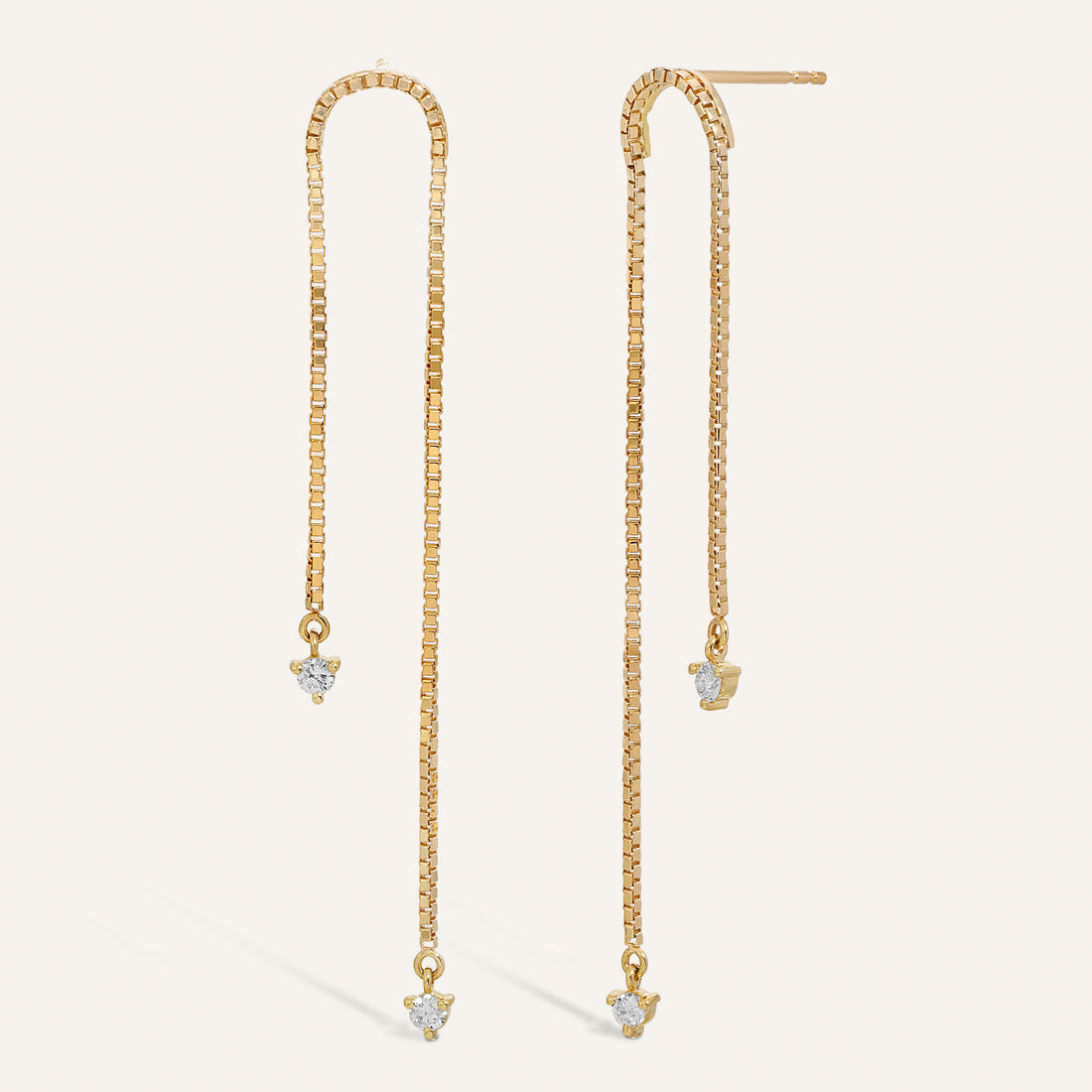Stunning 0.20 TCW Round Cut Moissanite Thread Earrings in Gold 1