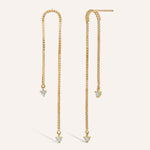 Stunning 0.20 TCW Round Cut Moissanite Thread Earrings in Gold 1