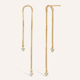 Stunning 0.20 TCW Round Cut Moissanite Thread Earrings in Gold 1