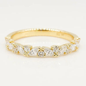 Stunning 0.4 TCW Marquise & Round Moissanite Stones Wedding Band