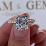 Stunning 4.0 CT Cushion Moissanite Engagement Ring with Pave Design 9
