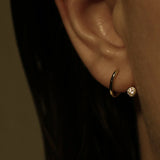 0.36 TCW Round Lab Grown Diamond Curved Earring