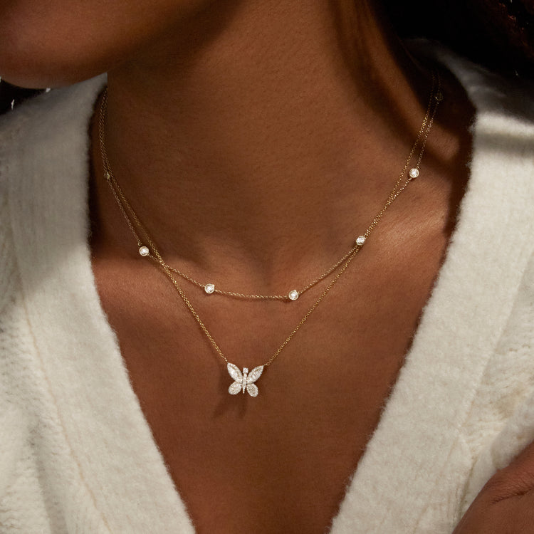 0.50 TCW Round Moissanite Diamond Bezel Necklace in Solid Gold 5