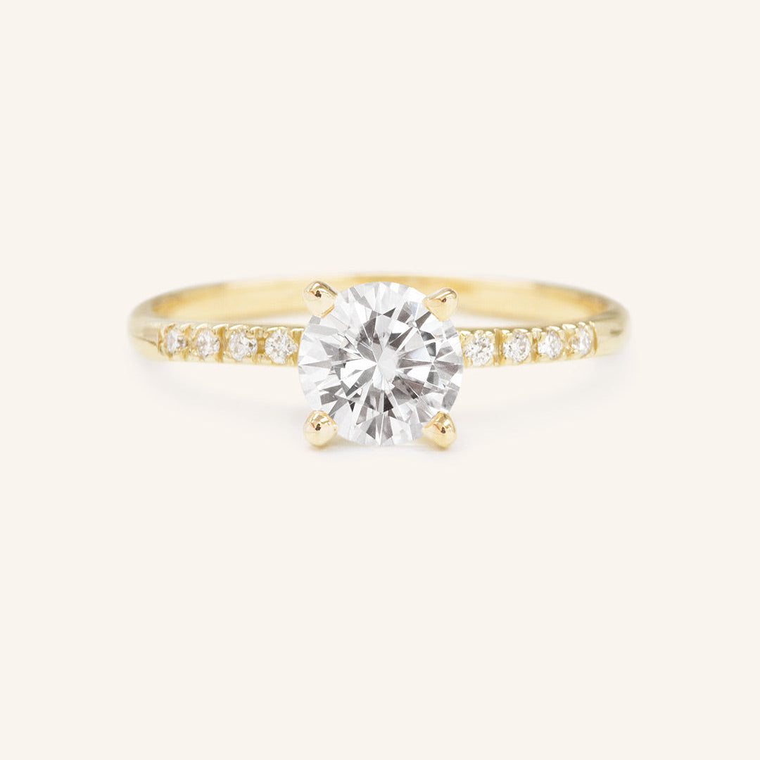 Stunning 1.0 CT Round Moissanite Engagement Ring with Pave Design 1