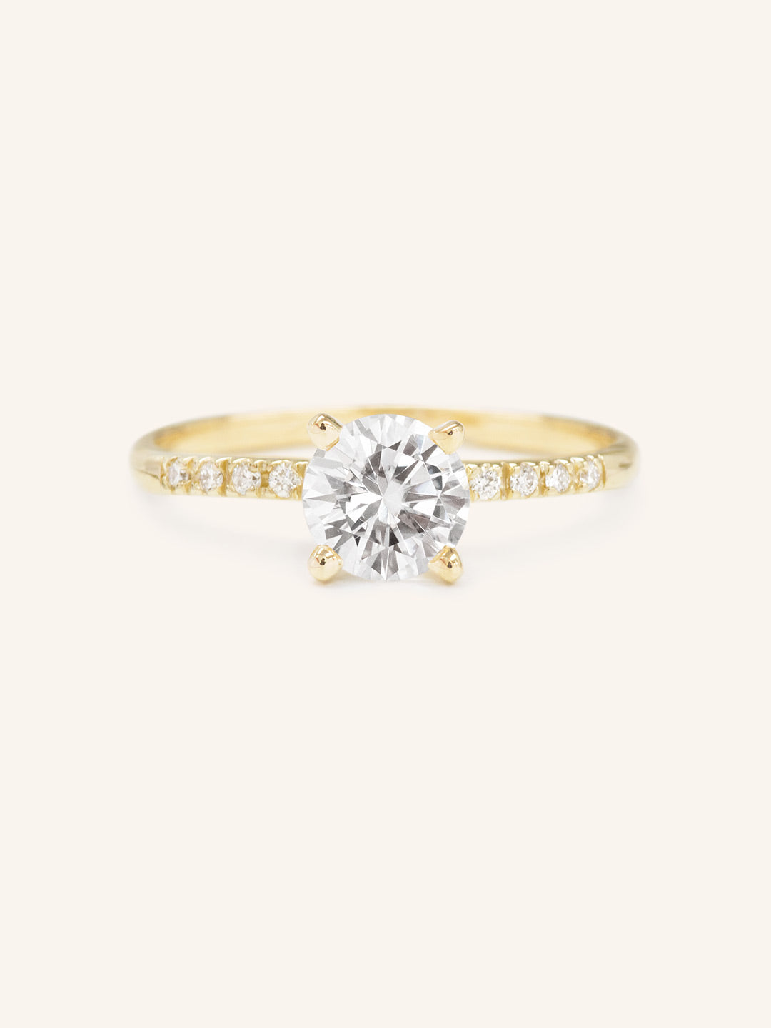 Stunning 1.0 CT Round Moissanite Engagement Ring with Pave Design 1