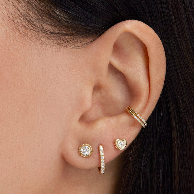 2.0 TCW Round Cut Moissanite Solitaire Stud Earrings in Gold 5