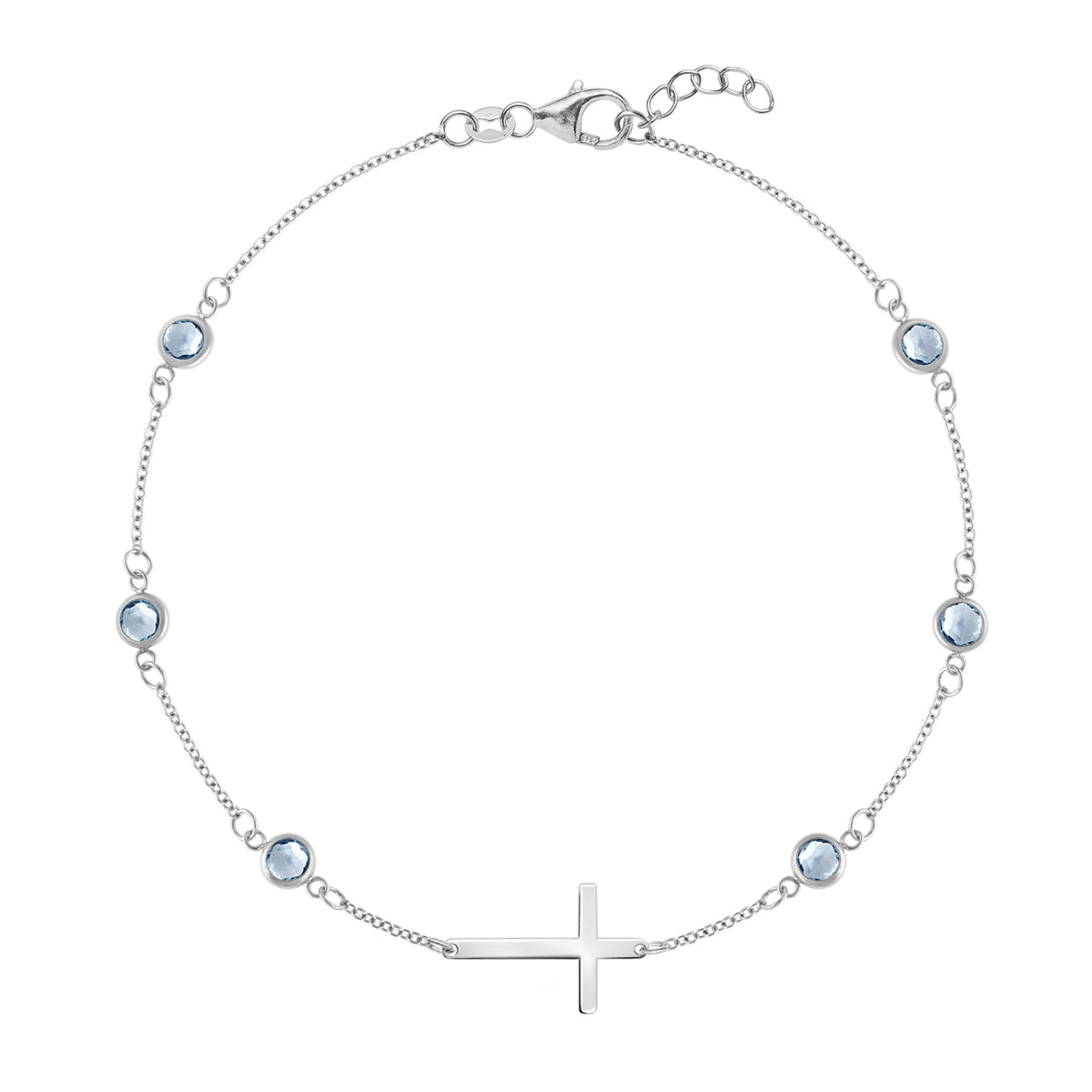 1.50 TCW Round Aquamarine Lab Made Diamond- March Birthstone Bracelet 5