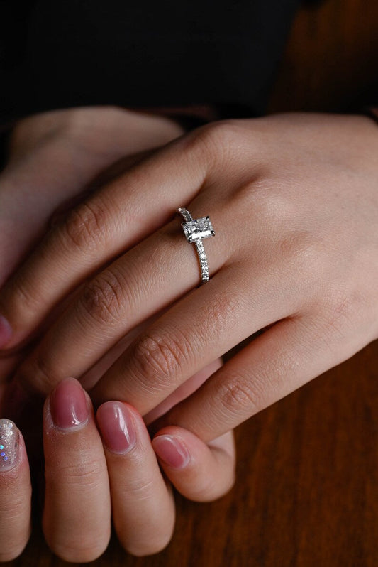 Stunning 1.0 - 2.0 CT Radiant Moissanite Engagement Ring with Pave Design 2