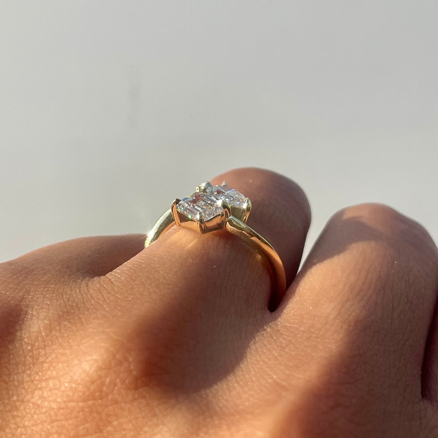 Stunning 1.60 CT Pear & Emerald Moissanite Engagement Ring with Two Stone Design 3
