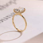 Stunning 1.0 - 2.0 CT Emerald Moissanite Engagement Ring with Hidden Halo Design 3