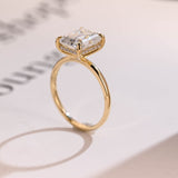 Stunning 1.0 - 2.0 CT Emerald Moissanite Engagement Ring with Hidden Halo Design 3