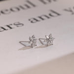 0.50 TCW Round & Pear Cut Moissanite Floral Stud Earrings in Gold 5