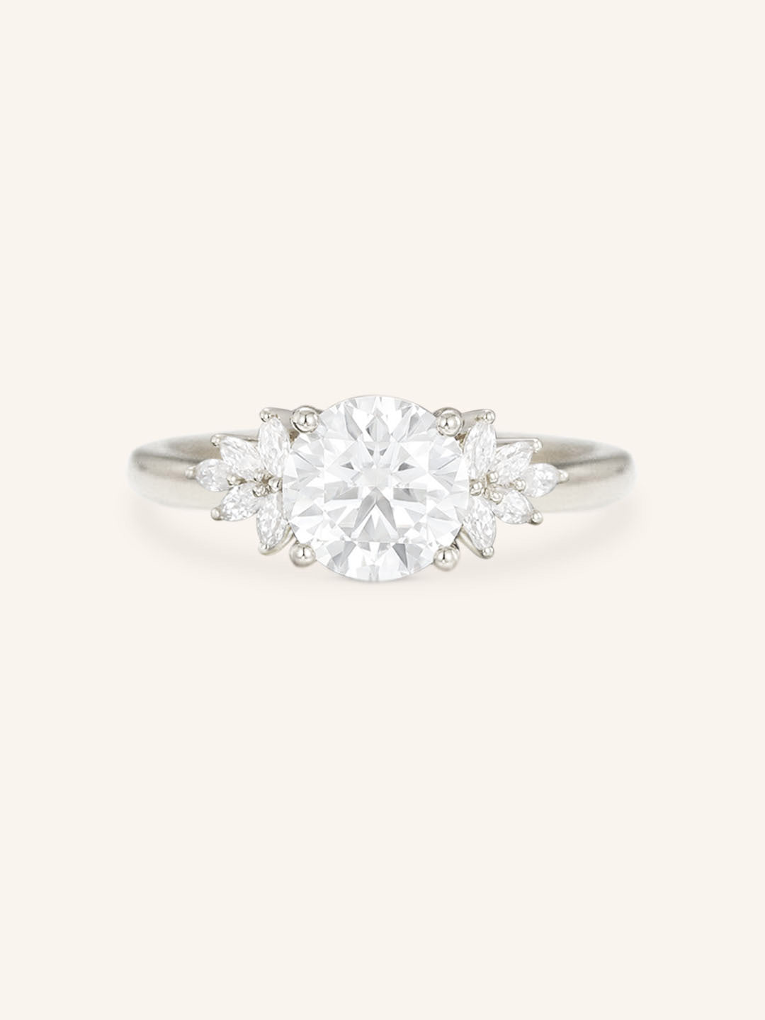 Stunning 1.0 CT Round Moissanite Engagement Ring with Cluster Design 4