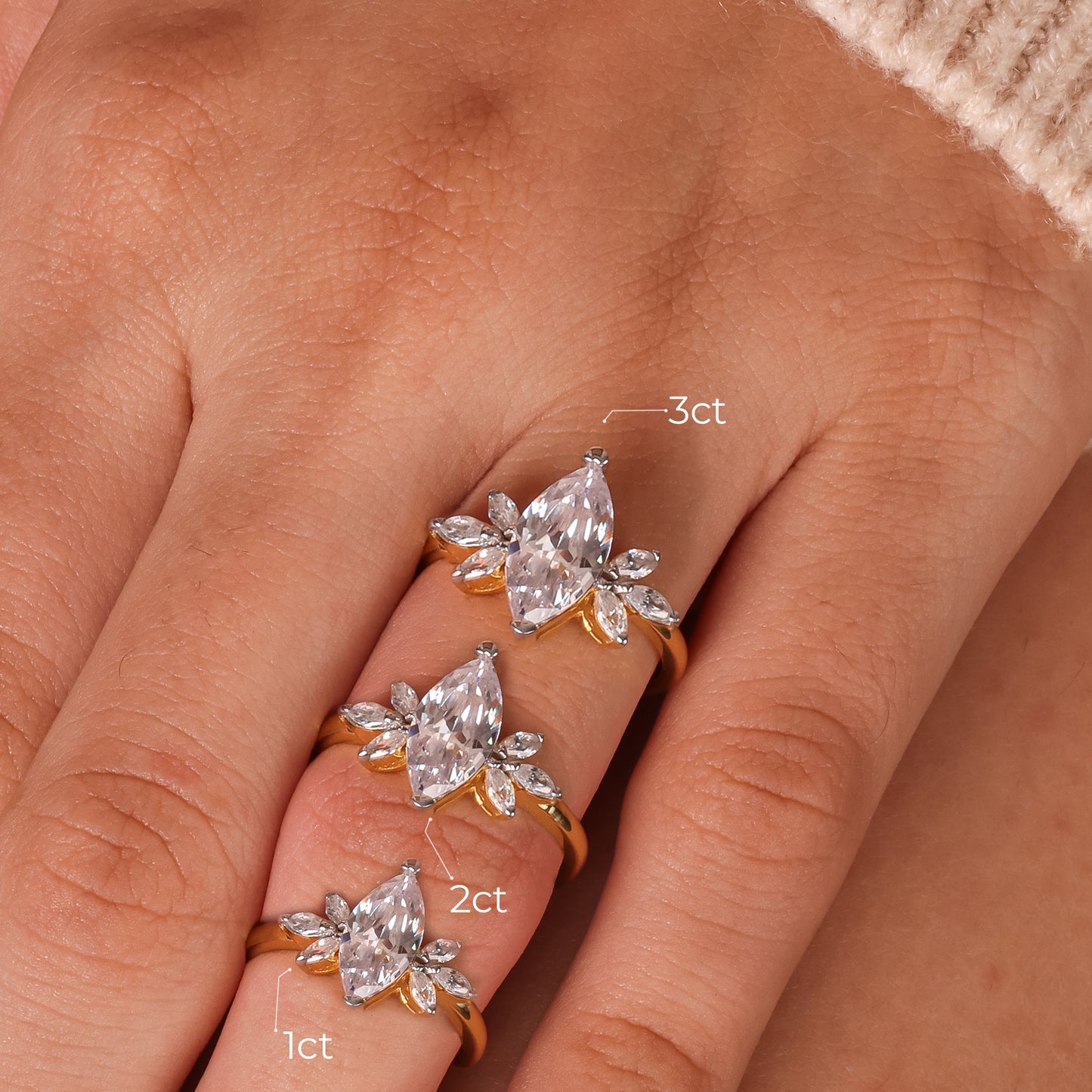 Stunning 2.0 CT Marquise Moissanite Engagement Ring with Cluster Design 2