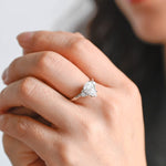 Stunning 1.0 - 2.0 CT Pear Moissanite Engagement Ring with Cluster Design 6