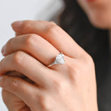 Stunning 1.0 - 2.0 CT Pear Moissanite Engagement Ring with Cluster Design 6