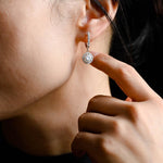 1.30 TCW Round Cut Moissanite Drop Earrings in Gold 6