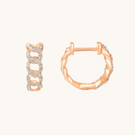 1.0 TCW Round Cut Moissanite Chain Huggies Earrings in Gold 3