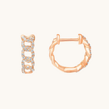 1.0 TCW Round Cut Moissanite Chain Huggies Earrings in Gold 3