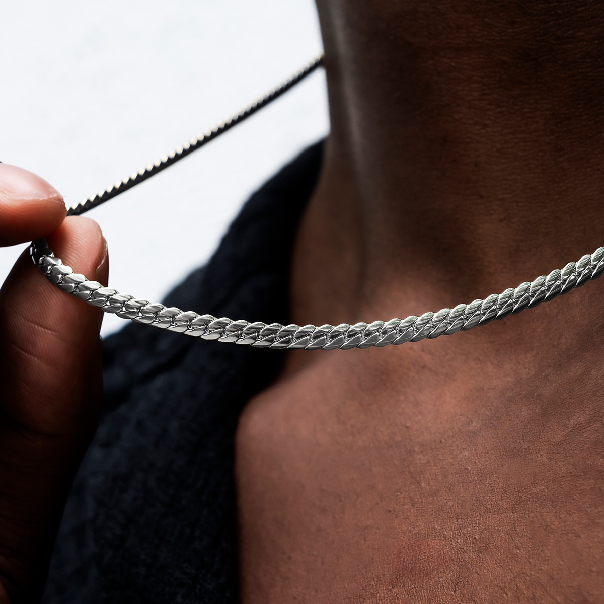 Cuban Style Silver Necklace For Him 2