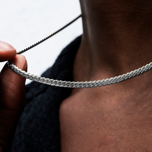 Cuban Style Silver Necklace For Him 2