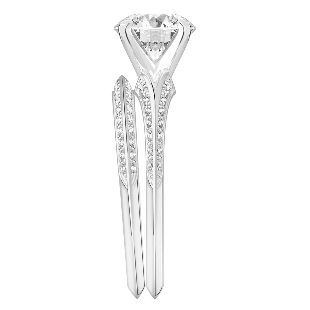 Stunning 1.0- 2.0 CT Round Moissanite Engagement Ring with Split Shank Pave Design 5