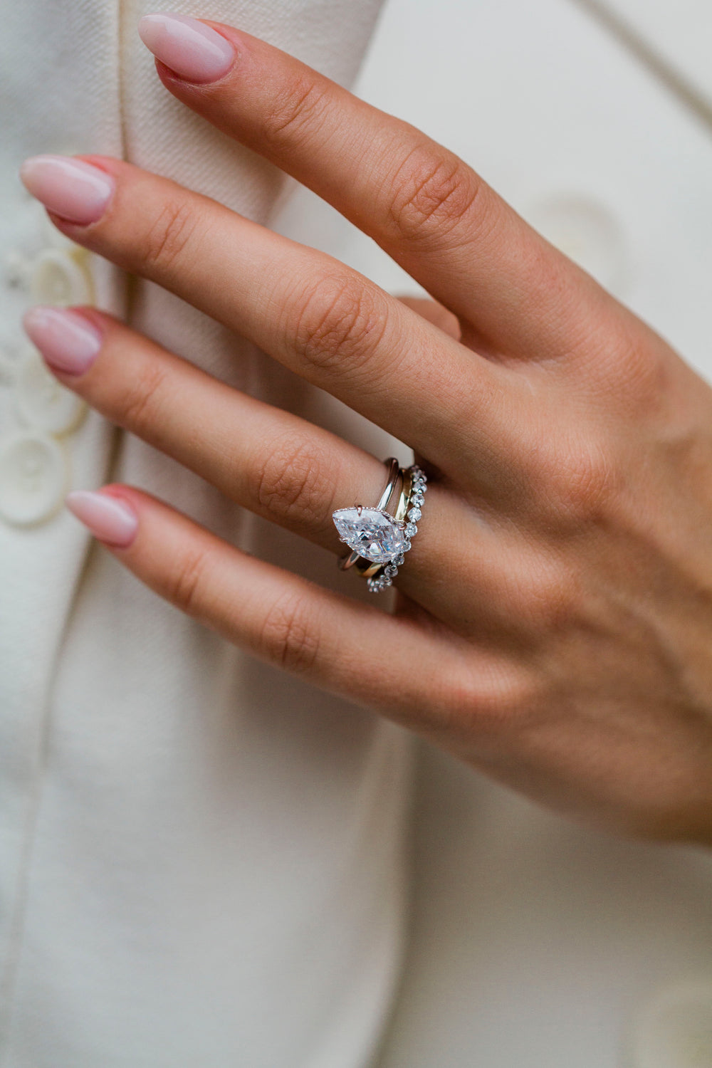Pear Cut Solitaire Style Cubic Zirconia in 925 Sterling Silver Ring 1