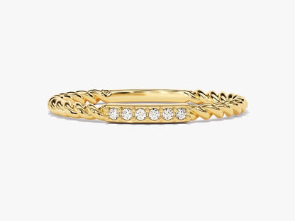 Stunning 0.10 CT Round Moissanite Stones Twisted Wedding Bands 1