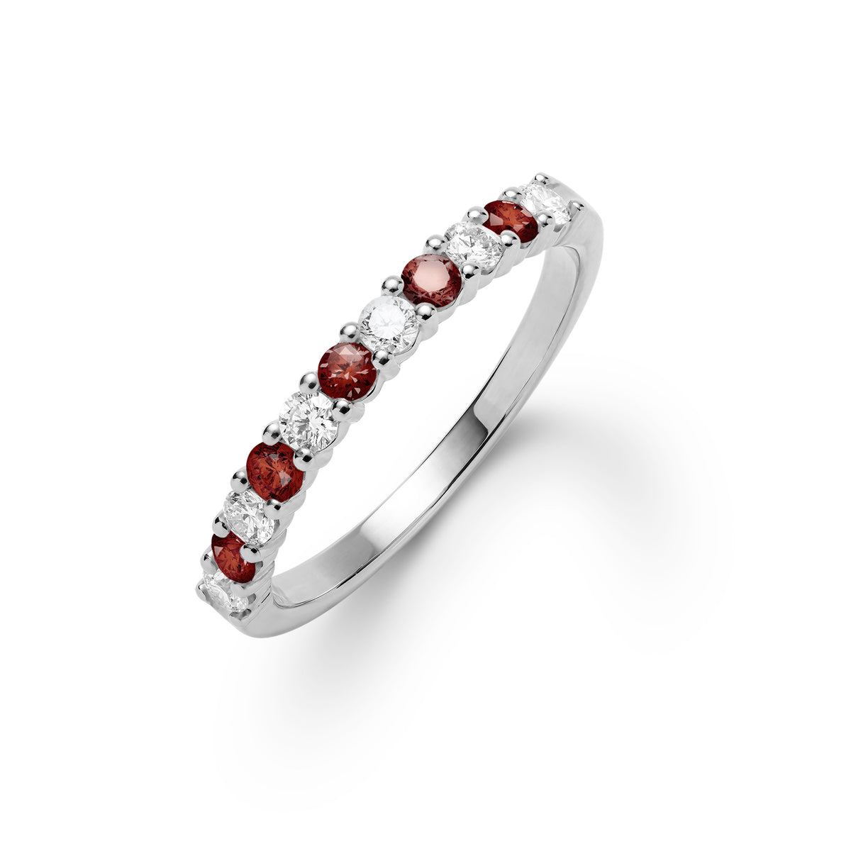 1.3 TCW  Round Garnet Lab Made Diamond-January Birthstone Wedding Band 1