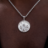 Saint Michael Coin Style Silver Pendant for Him