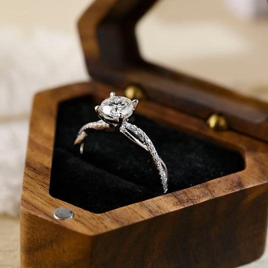 Stunning 2.0 CT Round Moissanite Engagement Ring with Twisted Pave Design 2