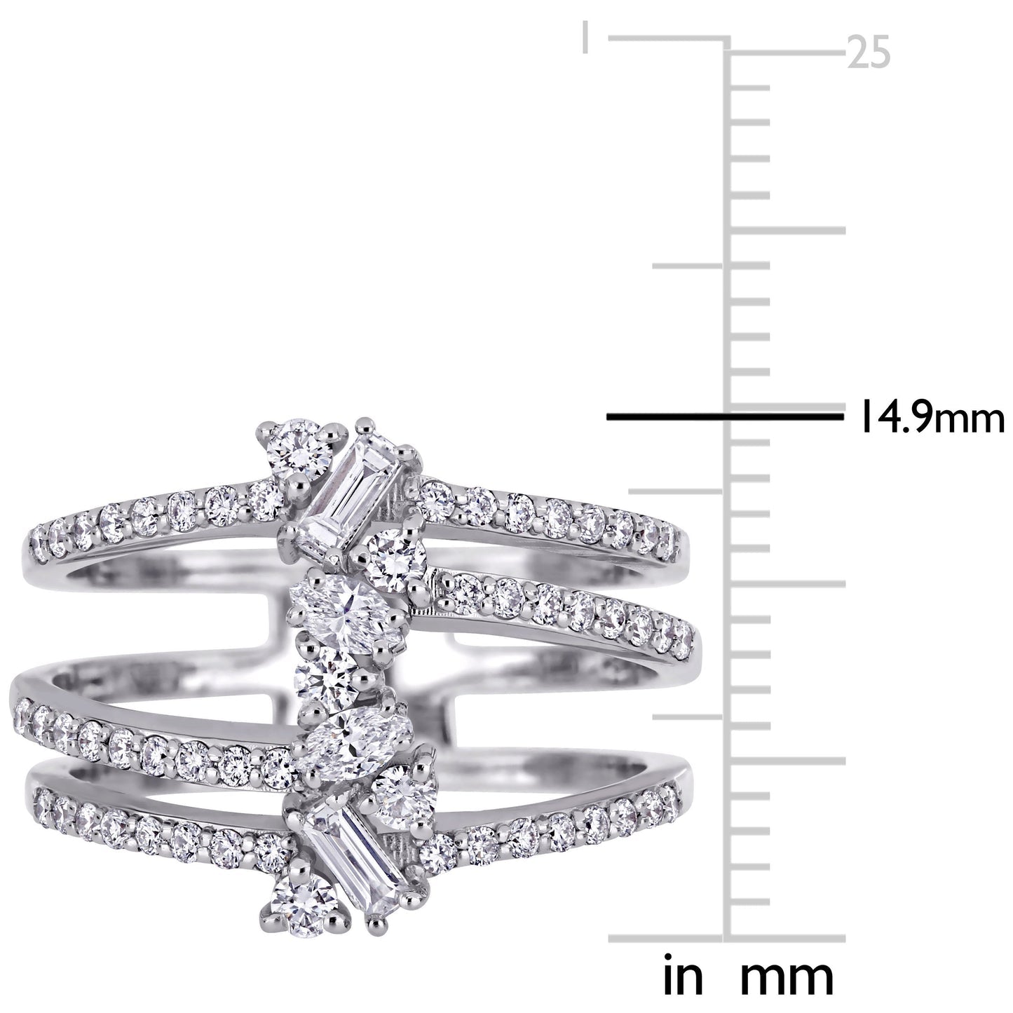 Round Cut Cubic Zirconia in 925 Sterling Silver Wedding Bands 6
