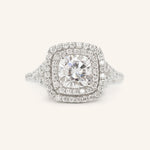 Stunning 1.0 CT Cushion Moissanite Engagement Ring with Double Halo & Pave Design 2