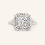 Stunning 1.0 CT Cushion Moissanite Engagement Ring with Double Halo & Pave Design 2