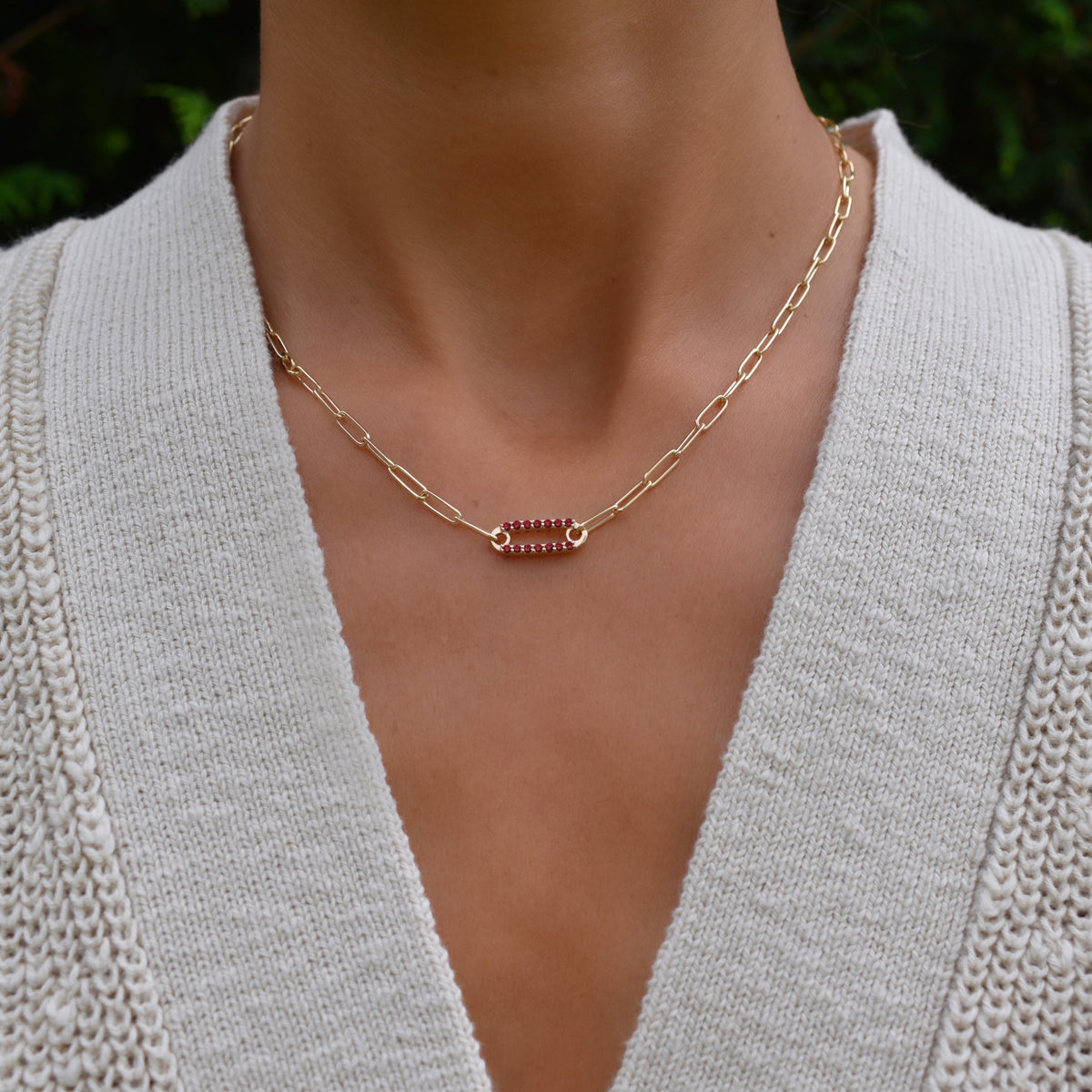 2.5 TCW Round Garnet Lab Made Diamond- January Birthstone Necklace 2