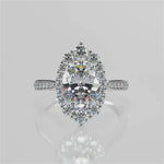 Stunning 2.11 CT Oval Moissanite Engagement Ring with Cluster Halo & Pave Design 4