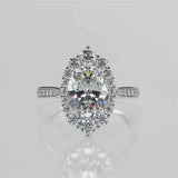 Stunning 2.11 CT Oval Moissanite Engagement Ring with Cluster Halo & Pave Design 4