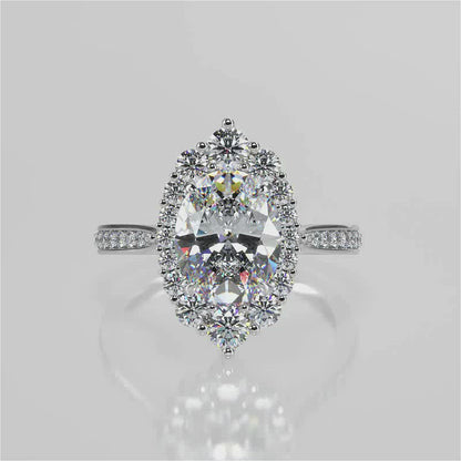 Stunning 2.11 CT Oval Moissanite Engagement Ring with Cluster Halo & Pave Design 4