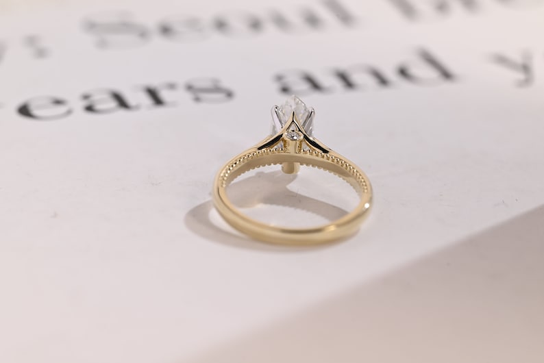 Stunning 1.0 - 2.0 CT Marquise Moissanite Engagement Ring Solitaire Style 5