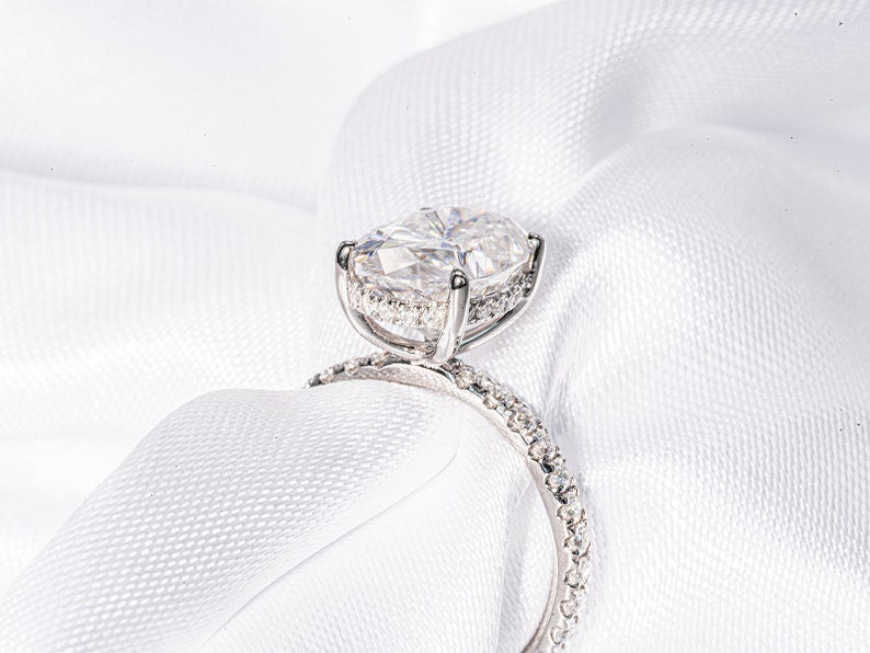 Stunning 3.50 CT Oval Cut Moissanite Engagement Ring with Hidden Halo & Pave Design 4