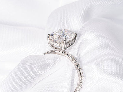 Stunning 3.50 CT Oval Cut Moissanite Engagement Ring with Hidden Halo & Pave Design 4