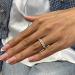 Stunning 0.87 CT Oval Moissanite Stones Bezel Wedding Bands 5