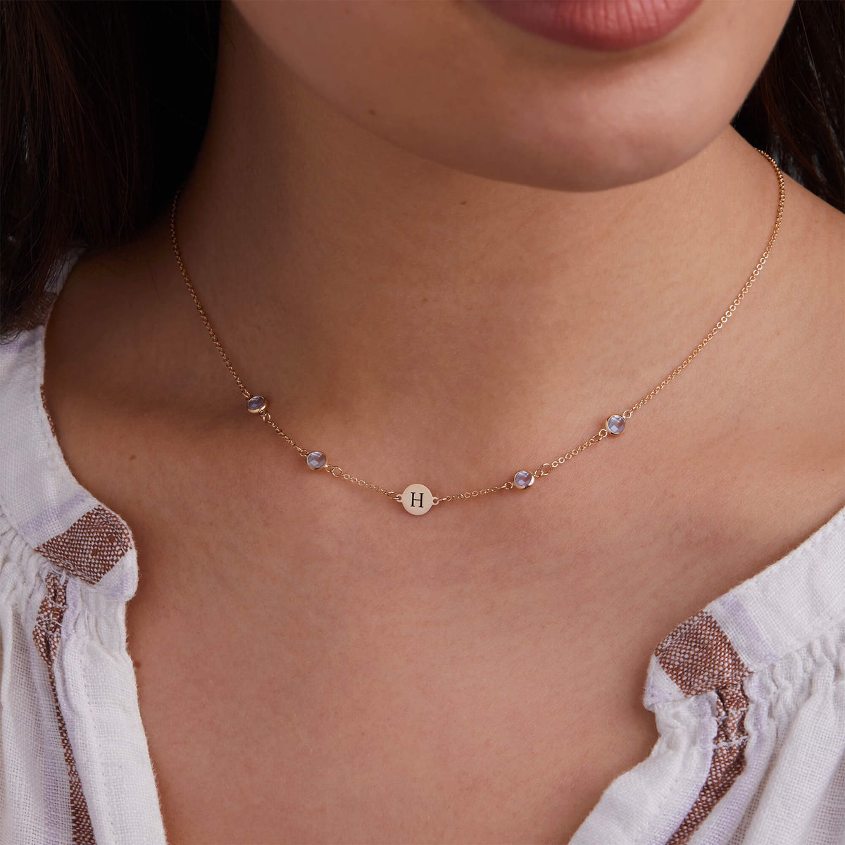 1.0 TCW Round Aquamarine Lab Made Diamond-March Birthstone Necklace 3