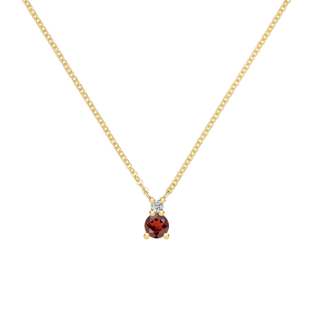 0.38 TCW Round Garnet Lab Made Diamond- January Birthstone Necklace 1
