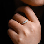 Stunning 0.2 TCW Round & Baguette Moissanite Stones Half Eternity Wedding Bands 4