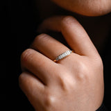 Stunning 0.2 TCW Round & Baguette Moissanite Stones Half Eternity Wedding Bands 4