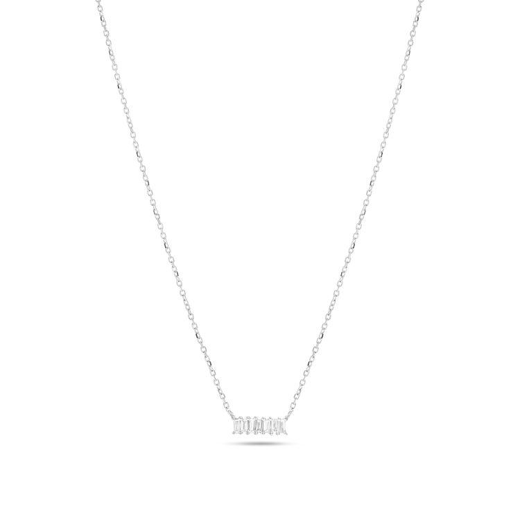 0.40 CT Baguette Moissanite Diamond Bar Pendant Necklace in Solid Gold 3